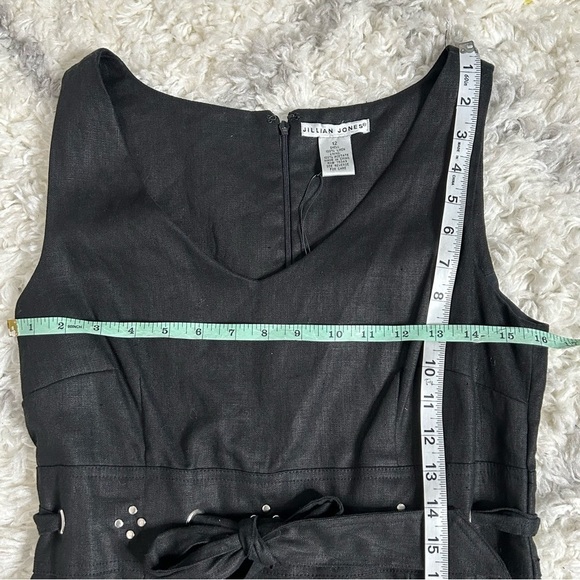NWT Jillian Jones Black Linen Sleeveless Studded Waist Tie Dress - Picture 14 of 16